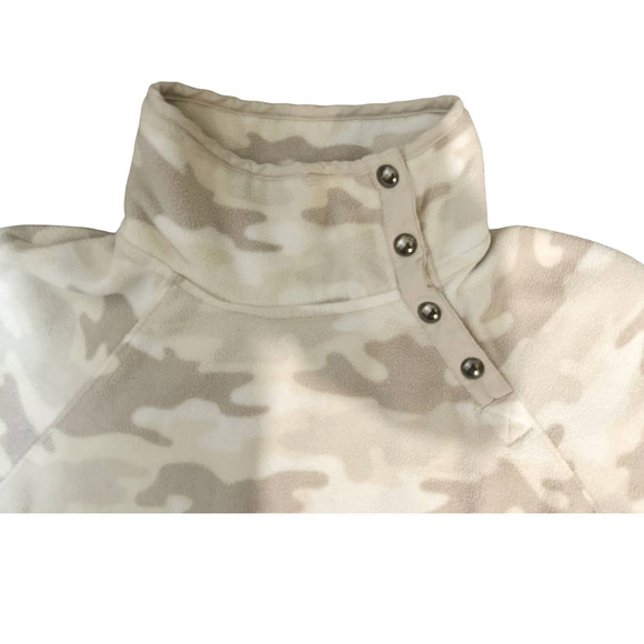 🛍️ Green Tea Cream/Brown Camo Fleece Pullover Womens Size S - Picture 3 of 9